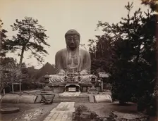 Kamakura, Japan: large statue of "Daibootz" or the "Great Buddha", in wooded country, c1873. Creator: William Pryor Floyd