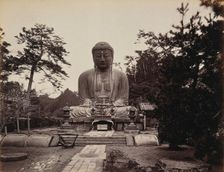Kamakura, Japan: large statue of "Daibootz" or the "Great Buddha", in wooded country, c1873. Creator: William Pryor Floyd