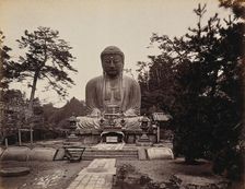 Kamakura, Japan: large statue of "Daibootz" or the "Great Buddha", in wooded country, c1873. Creator: William Pryor Floyd