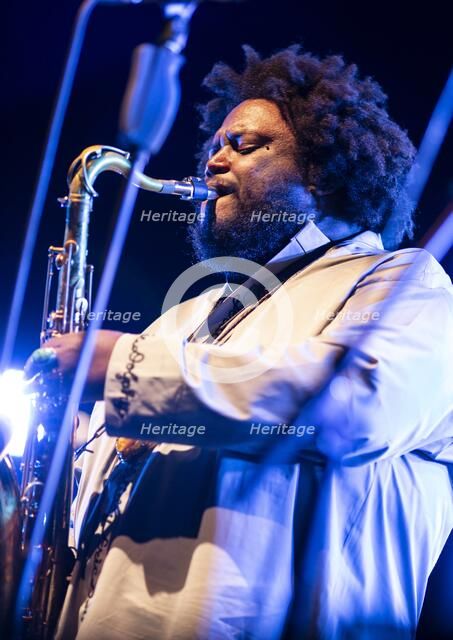Kamasi Washington, 2018. Artist: Alan John Ainsworth.
