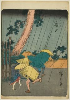 Kameyama, from the series "Fifty-three Stations [of the Tokaido] (Gojusan tsugi)," also..., 1852. Creator: Ando Hiroshige