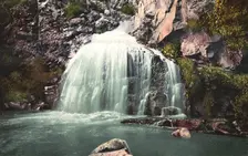 Kamyshlinsky Waterfall, located at the Confluence of the Kamyshla River...., 1911-1913. Creator: Sergei Ivanovich Borisov