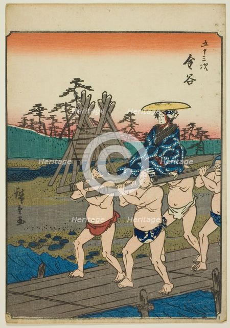 Kanaya, from the series "Fifty-three Stations [of the Tokaido] (Gojusan tsugi)," also known...,1852. Creator: Ando Hiroshige.