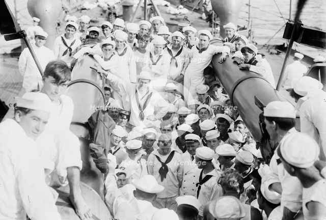 Kangaroo court martial on USS Seattle, between c1910 and c1915. Creator: Bain News Service.