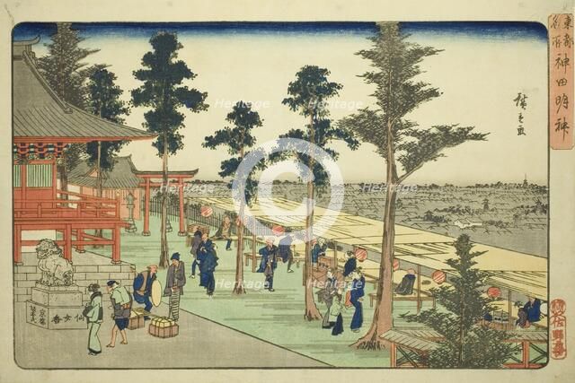 Kanda Myojin Shrine (Kanda Myojin), from the series "Famous Places in the Eastern...", c. 1832/38. Creator: Ando Hiroshige.