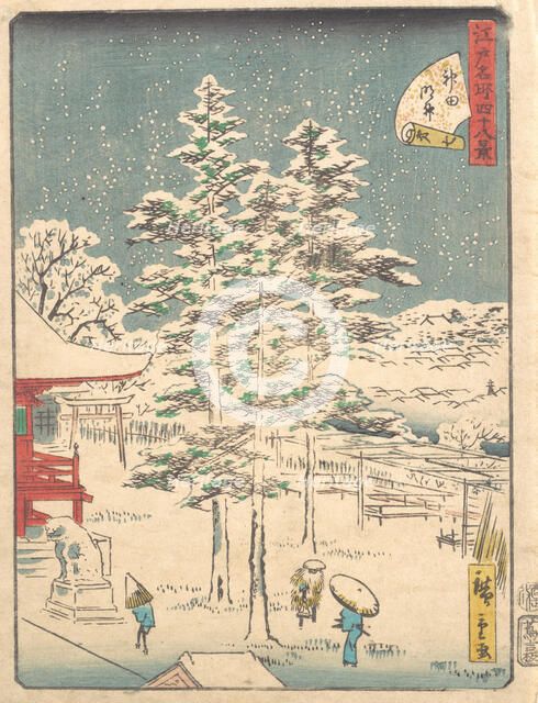 Kanda Temple Snow, 1861., 1861. Creator: Ando Hiroshige.