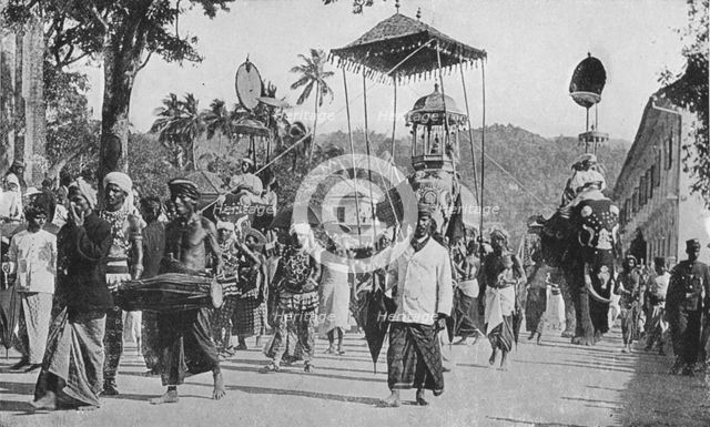 'Kandy. Perahera Prcession Passing', c1890, (1910). Artist: Alfred William Amandus Plate.