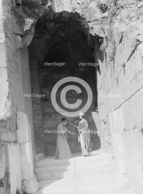 Kanellos dance group at ancient sites in Greece, 1929 Creator: Arnold Genthe.