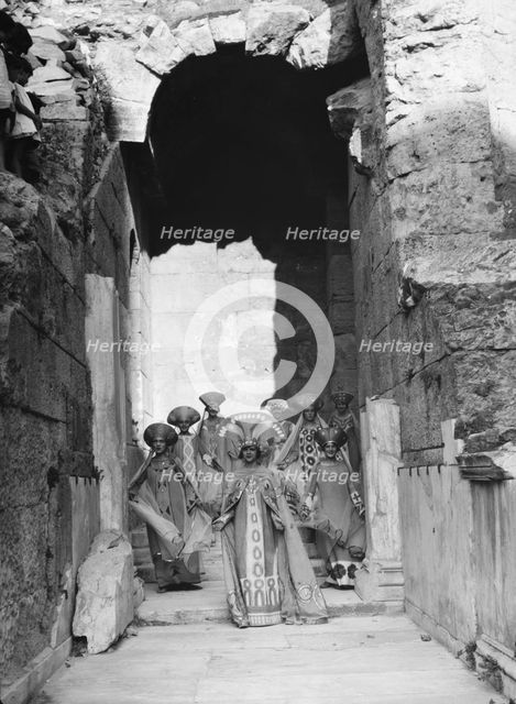 Kanellos dance group at ancient sites in Greece, 1929 Creator: Arnold Genthe.