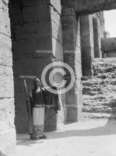 Kanellos dance group at ancient sites in Greece, 1929 Creator: Arnold Genthe.