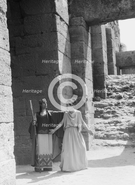 Kanellos dance group at ancient sites in Greece, 1929 Creator: Arnold Genthe.