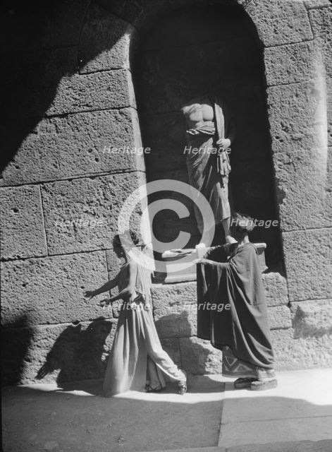 Kanellos dance group at ancient sites in Greece, 1929 Creator: Arnold Genthe.