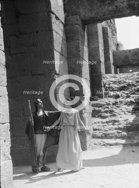 Kanellos dance group at ancient sites in Greece, 1929 Creator: Arnold Genthe.