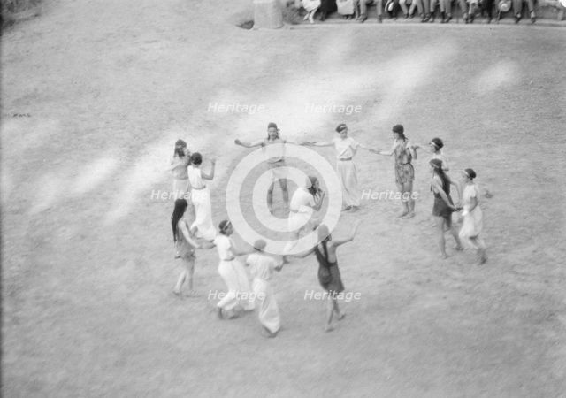 Kanellos dance group at ancient sites in Greece, 1929 Creator: Arnold Genthe.