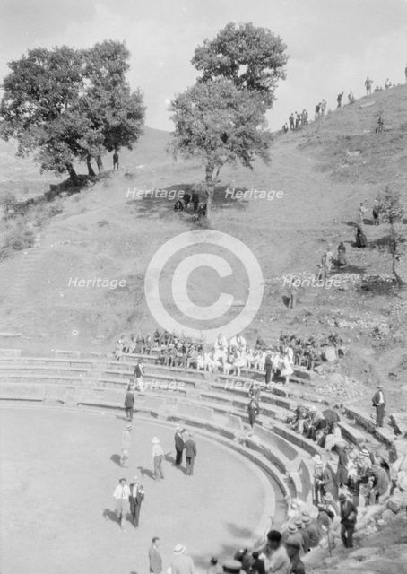 Kanellos dance group at ancient sites in Greece, 1929 Creator: Arnold Genthe.