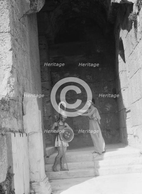 Kanellos dance group at ancient sites in Greece, 1929 Creator: Arnold Genthe.