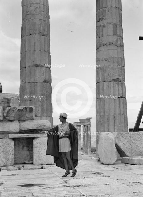 Kanellos dance group at ancient sites in Greece, 1929 Creator: Arnold Genthe.