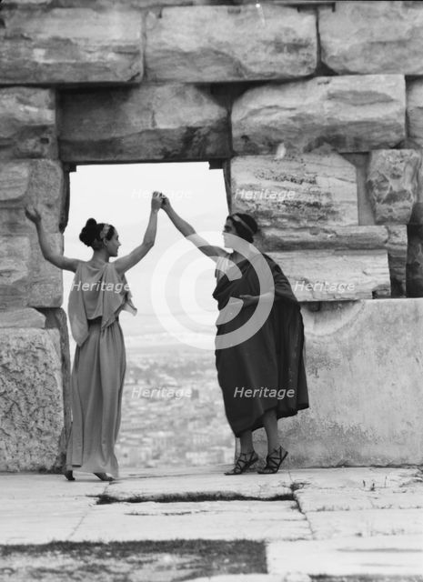 Kanellos dance group at ancient sites in Greece, 1929 Creator: Arnold Genthe.