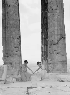 Kanellos dance group at ancient sites in Greece, 1929 Creator: Arnold Genthe