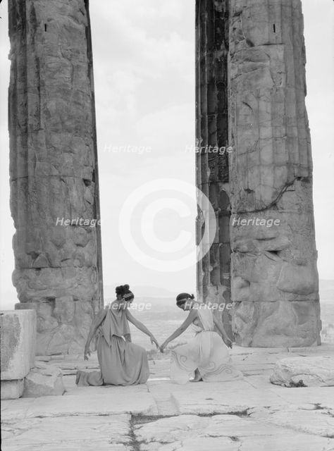 Kanellos dance group at ancient sites in Greece, 1929 Creator: Arnold Genthe.
