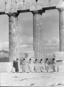 Kanellos dance group at ancient sites in Greece, 1929 Creator: Arnold Genthe