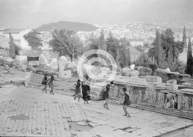 Kanellos dance group at ancient sites in Greece, 1929 Creator: Arnold Genthe.