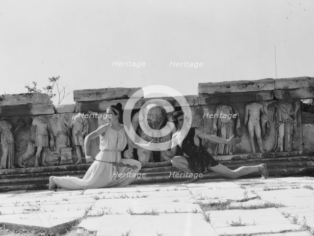 Kanellos dance group at ancient sites in Greece, 1929 Creator: Arnold Genthe.