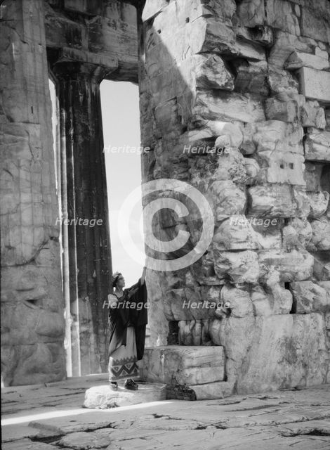 Kanellos dance group at ancient sites in Greece, 1929 Creator: Arnold Genthe.