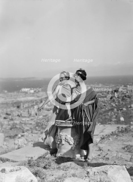 Kanellos dance group at ancient sites in Greece, 1929 Creator: Arnold Genthe.