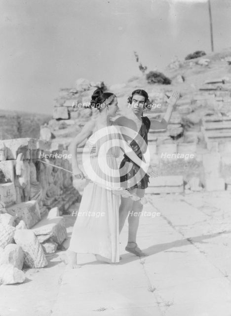 Kanellos dance group at ancient sites in Greece, 1929 Creator: Arnold Genthe.