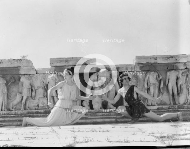 Kanellos dance group at ancient sites in Greece, 1929 Creator: Arnold Genthe.
