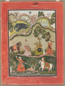 Kanhara Ragini: Song of Inspiration to Krishna for Killing the Elephant Demon..., c. 1760. Creator: Unknown