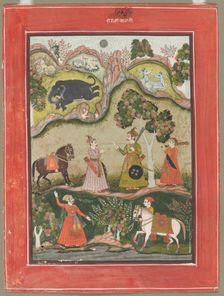 Kanhara Ragini: Song of Inspiration to Krishna for Killing the Elephant Demon..., c. 1760. Creator: Unknown