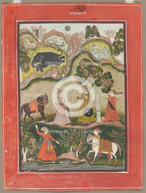 Kanhara Ragini: Song of Inspiration to Krishna for Killing the Elephant Demon..., c. 1760. Creator: Unknown.