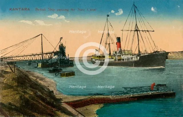 'Kantara - British Ship passing the Suez Canal', c1918-c1939. Creator: Unknown.