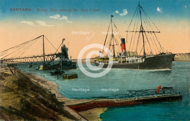 'Kantara - British Ship passing the Suez Canal', c1918-c1939. Creator: Unknown.