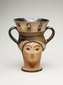 Kantharos (Wine Cup) in the Shape of a Female Head, about 480 BCE. Creator: London Class