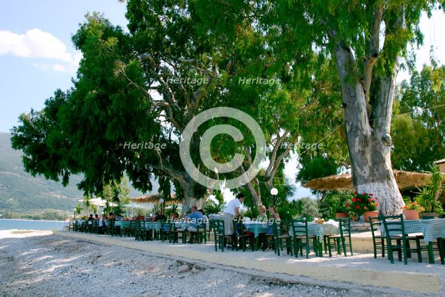 Karavomilos Lake Taverna, Kefalonia, Greece. Creator: Peter Thompson.