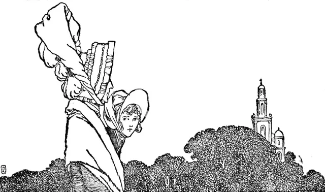 'Karen and the Old Lady Walked to Church', c1930. Artist: W Heath Robinson.