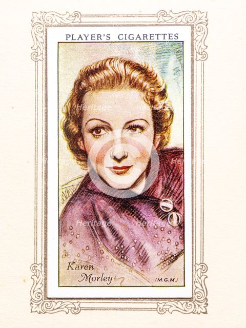 Karen Morley Collectables Picture of movie stars that came with the Players cigarette packet, 1934.  Creator: Unknown.