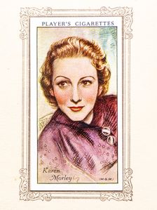 Karen Morley Collectables Picture of movie stars that came with the Players cigarette packet, 1934. Creator: Unknown