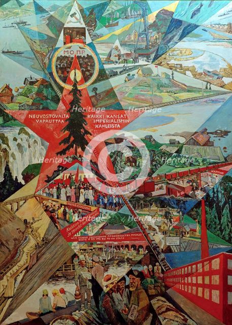 Karelia and Murmansk (agitation panel), 1926. Creator: Vogeler, Heinrich (1872-1942).