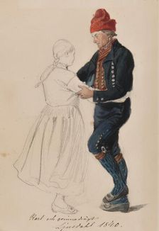 "Karl and woman-dressed, Ljusdahl, 1840", Creator: Vilhelm Wallander