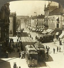 Karl Johan Street, W.N.W. to the Royal Palace, Christiania, Norway c1905. Creator: Unknown