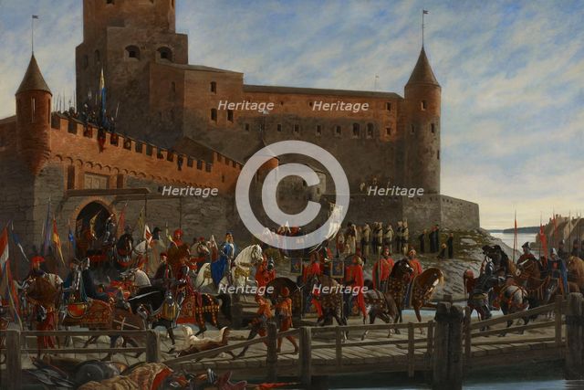 Karl Knutson Bonde Leaving Vyborg Castle for the Royal Election in Stockholm 1448, 1886. Creator: Severin Falkman.