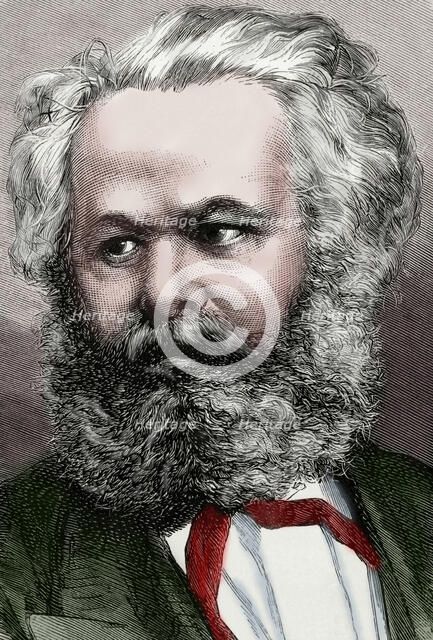Karl Marx (1818-1883), German philosopher, political economist and communist, 1872.  Creator: Capuz.