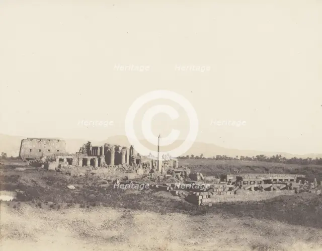 Karnak (Thèbes), Vue Générale des Ruines Prise du Sud-Est, en T, 1851-52, printed 1853-54. Creator: Félix Teynard.