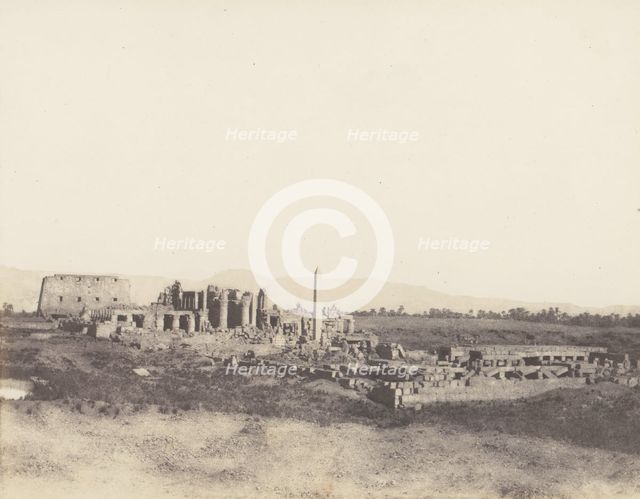 Karnak (Thèbes), Vue Générale des Ruines Prise du Sud-Est, en T, 1851-52, printed 1853-54. Creator: Félix Teynard.