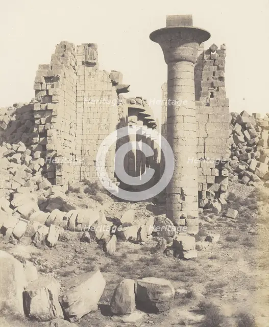 Karnak (Thèbes), Cour du Palais - Vue Prise de Point I, 1851-52, printed 1853-54. Creator: Félix Teynard.