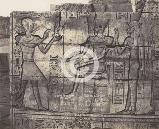 Karnak (Thèbes), édifice en Ruines - Sculptures du la Paroi Intèrieure..., 1851-52, printed 1853-54. Creator: Félix Teynard.